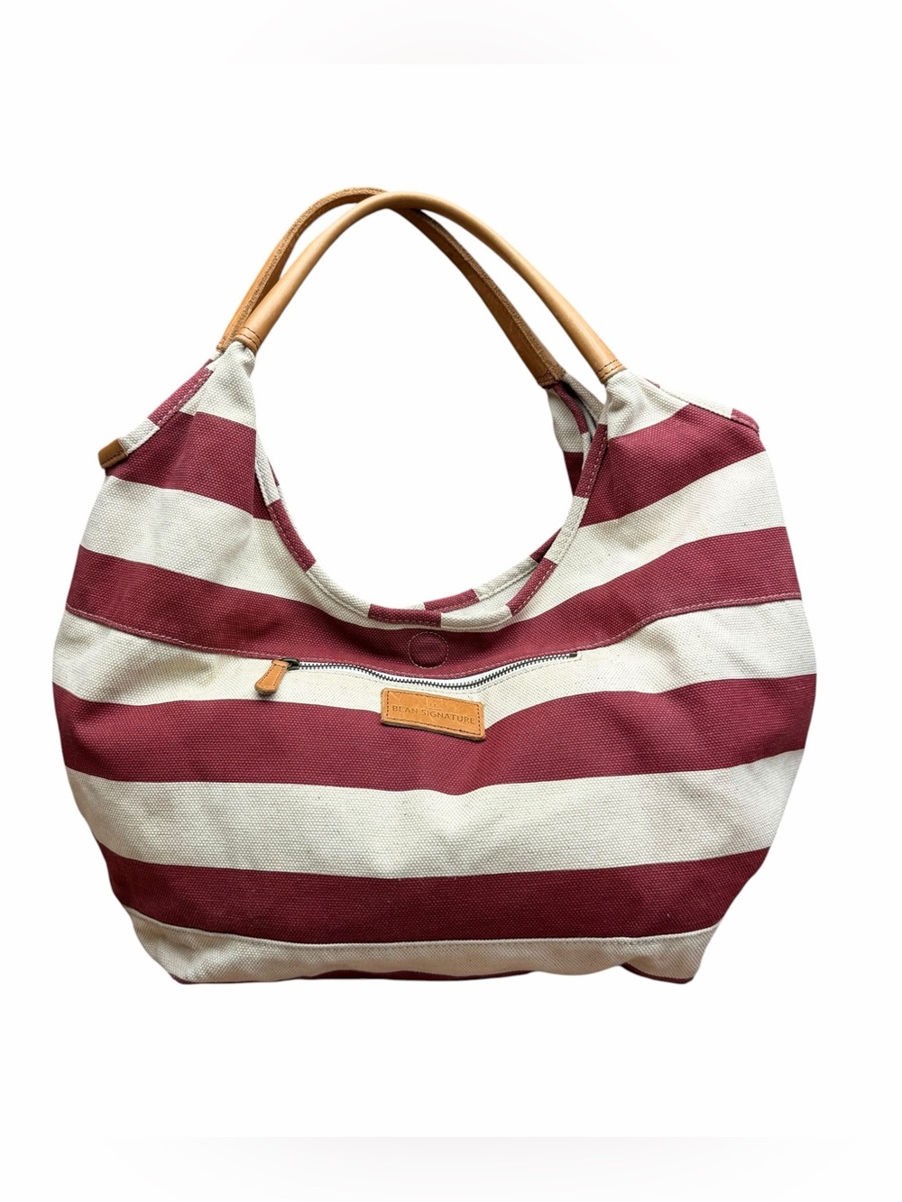 L.L. Bean Red and White Striped Shoulder Bag
